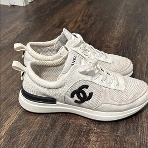 CHANEL ladies m Black and White Mesh Sneakers size 9.5